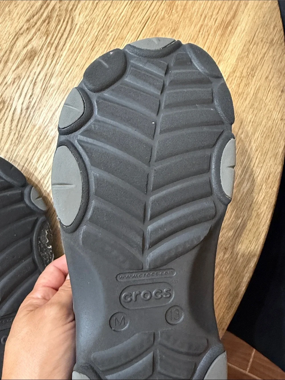 CROCS Black Foam Clog Sandals with Gold Accents
